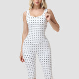 Polka Dot Square Neck Capri Jumpsuit with Hourglass Detachable Corset Two-Piece Set