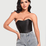 Sorelyne® Women's Satin Lace Up Boned Corset Top Overbust Side Zipper Waist Trainer