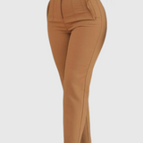 Women's Tailored Pleat High Waist Side Pocket 9-point Pants