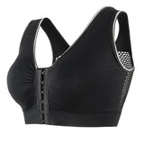 Women's Plus Size Front Buckle Solid Hollow Breathable Wireless Sports Bra