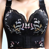 Women Side Support Longline Corset Wire-free Push Up Bra Adjustable Wide Straps