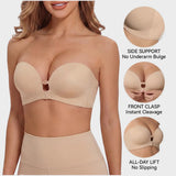 Seamless Front-Closure Detachable Shoulder Strap Push-Up Bra