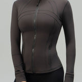 Long Sleeve Cropped Workout Coat Fitted Yoga Jacket