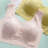 Ice Silk Thin Lace Mesh Panel Plus Size Seamless Vest Bra