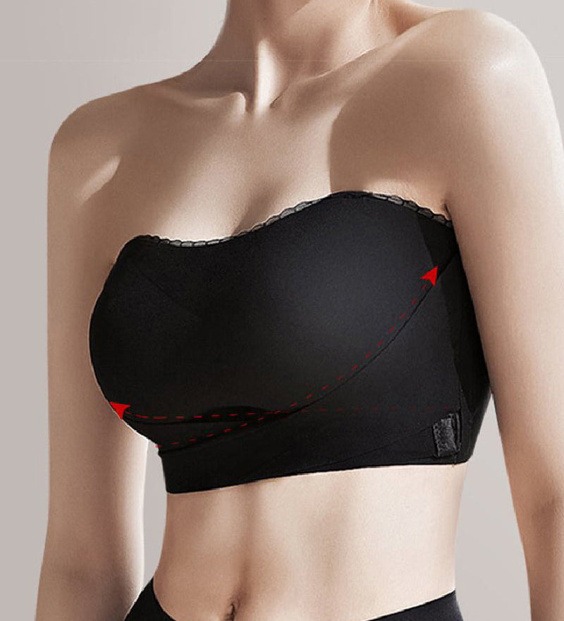 Invisible Strapless Double Side Buckle Bra Non-slip Lace Edge Bandeau Bralette
