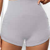 Side Drawstring High Waist Threaded Solid Color Yoga Shorts