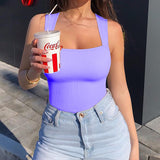 Sorelyne® Square Neck Sleeveless Knit Ribbed Seamless Tummy Control Tank Tops Bodysuit