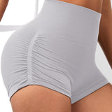 Side Drawstring High Waist Threaded Solid Color Yoga Shorts