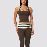 Two Piece Workout Set Halter Cami Crop Top with Capri Leggings