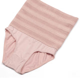 Women's High Waisted Chevron Print Shapewear Panty Tummy Control Mesh Briefs