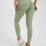 Peach Hip Fitness Leggings with Cargo Pockets