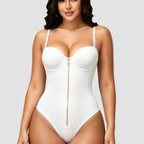 Hourglass Front Zipper Bodysuit with Lace-Up Back