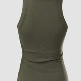 Round Neck Ribbed Tank Top Built In with Bra Padded