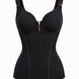 Double Compression Long Slimming Girdle Waist Trainer Zipper Vest with Bra