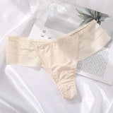 Women's Sexy Striped Ice Silk Panties Seamless Low Waist Breathable Thong