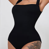 Sorelyne® Square Neck Sleeveless Knit Ribbed Seamless Tummy Control Tank Tops Bodysuit