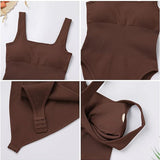Women's Shapewear Bodysuits Sexy Ribbed Sleeveless Square Neck Tank Tops