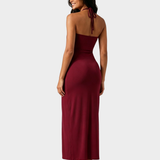 Halter Tie Back Built-in Bra Maxi Dress with Pockets