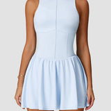 Sports Zipper Dress with Short and Pocket