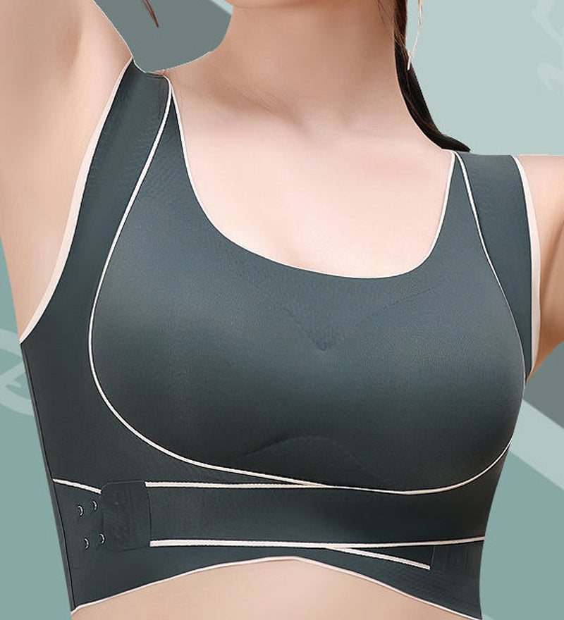 Wireless Front Cross Side Buckles Bra Hunchback Correction Shockproof Yoga Underwear