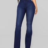 Fashion High Waist Hip Lift Slim Washed Flared Jeans