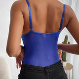 Women's Sexy Lace Patchwork Bodysuit Mesh Bustier Breathable Overbust Shapewear