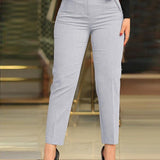 Women's Tailored Pleat High Waist Side Pocket 9-point Pants