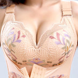Women Side Support Longline Corset Wire-free Push Up Bra Adjustable Wide Straps