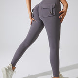 Peach Hip Fitness Leggings with Cargo Pockets