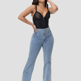 Sorelyne® High Rise Skinny Flared Jeans With Elastic Waistband