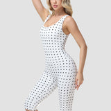 Polka Dot Square Neck Capri Jumpsuit with Hourglass Detachable Corset Two-Piece Set