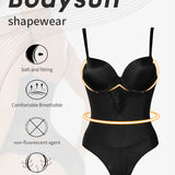 Women's Low Back Bodysuit Lace Stitching Tummy Control Brief Shapewear With Built In Bra