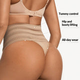 Women's High Waist Shaping Thong Breathable Tummy Control Shapewear Panty