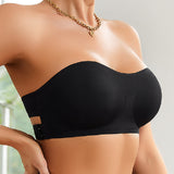 Comfy Push-Up Bandeau Bra Strapless Non-Slip Silicone Cross Side Buckle Bra