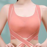 Wireless Front Cross Side Buckles Bra Hunchback Correction Shockproof Yoga Underwear