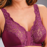 Breathable Lace Front Closure Wire-free Smooth Back Shaping Bra