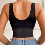 Lace Trim Front Hook-and-Eye Bustier Shaper Tank Top with Waist Control