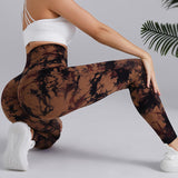 Seamless High Stretchy Tie Dye Scrunch Butt Lifting Wideband Waist Yoga Pants