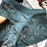 High-End Satin Light Luxury Lace High-Waisted Belly Pants