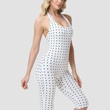 Hourglass Figure Body Shaper Waist Cincher Polka Dot Capri Jumpsuit Two-Piece Set