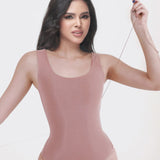 U Neck Wide Strap Back Lace Up Tummy Control Butt Lifting Bodysuit