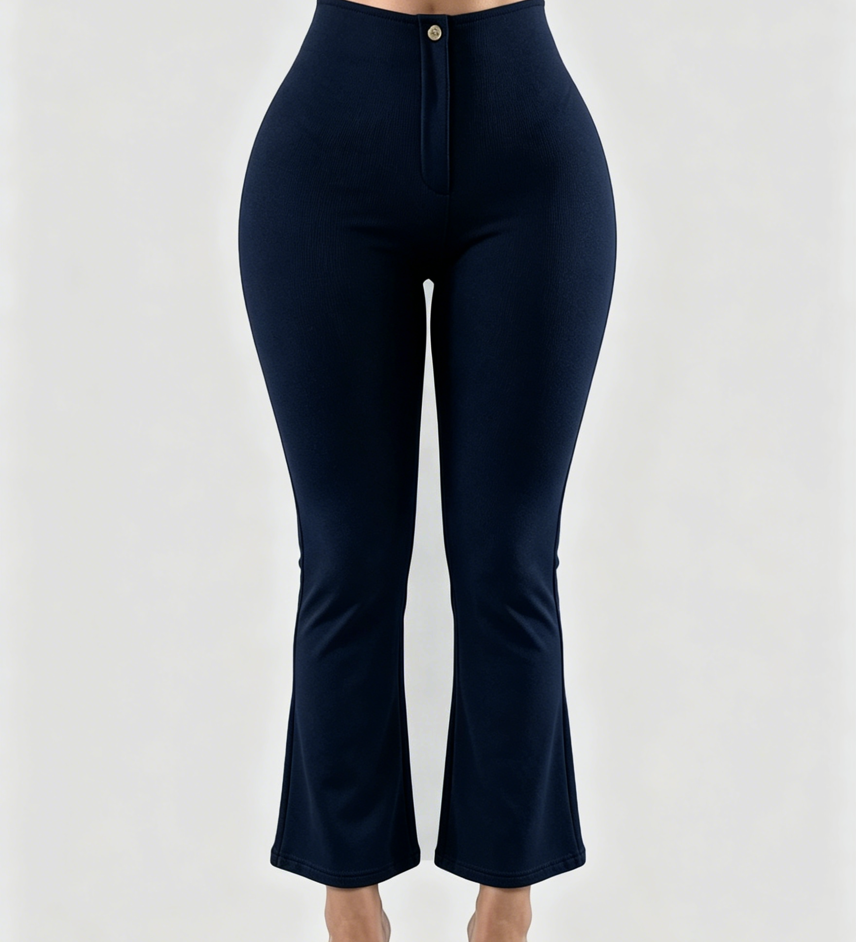 High Waist Butt Lifting Solid Black Slim Fit Flare Pants