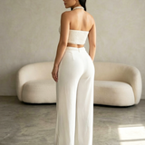 2 Piece Braided Trim Two Piece Outfit with Flared Trousers