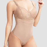 Seamless Lace Slimming Waist Bodysuit Tummy Control Thong Shapewear With Bra