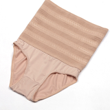Women's High Waisted Chevron Print Shapewear Panty Tummy Control Mesh Briefs