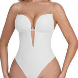 Plunge Backless Bodysuit Seamless Built In Bra Thong Shapewear