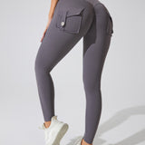 Peach Hip Fitness Leggings with Cargo Pockets