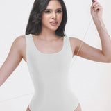 U Neck Wide Strap Back Lace Up Tummy Control Butt Lifting Bodysuit
