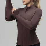 Long Sleeve Cropped Workout Coat Fitted Yoga Jacket