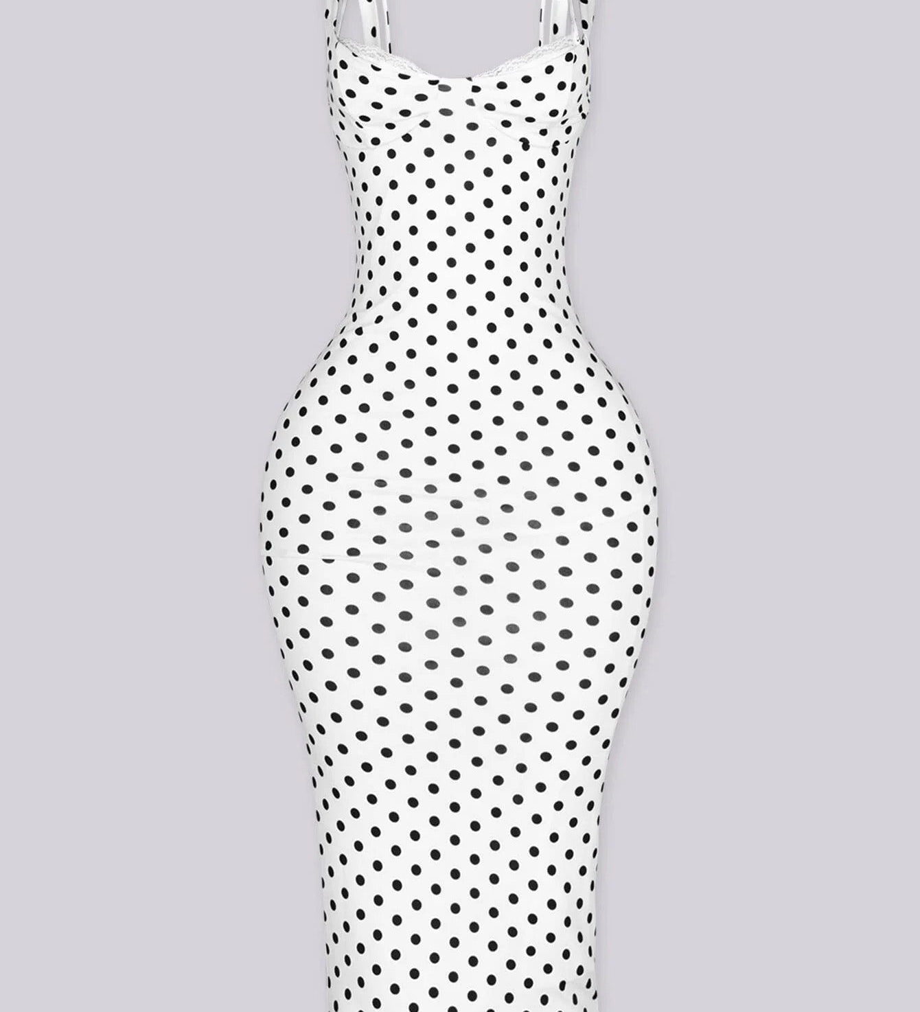 Sexy Women's Slim-Fit Stretchy Classic Polka Dot Maxi Dress
